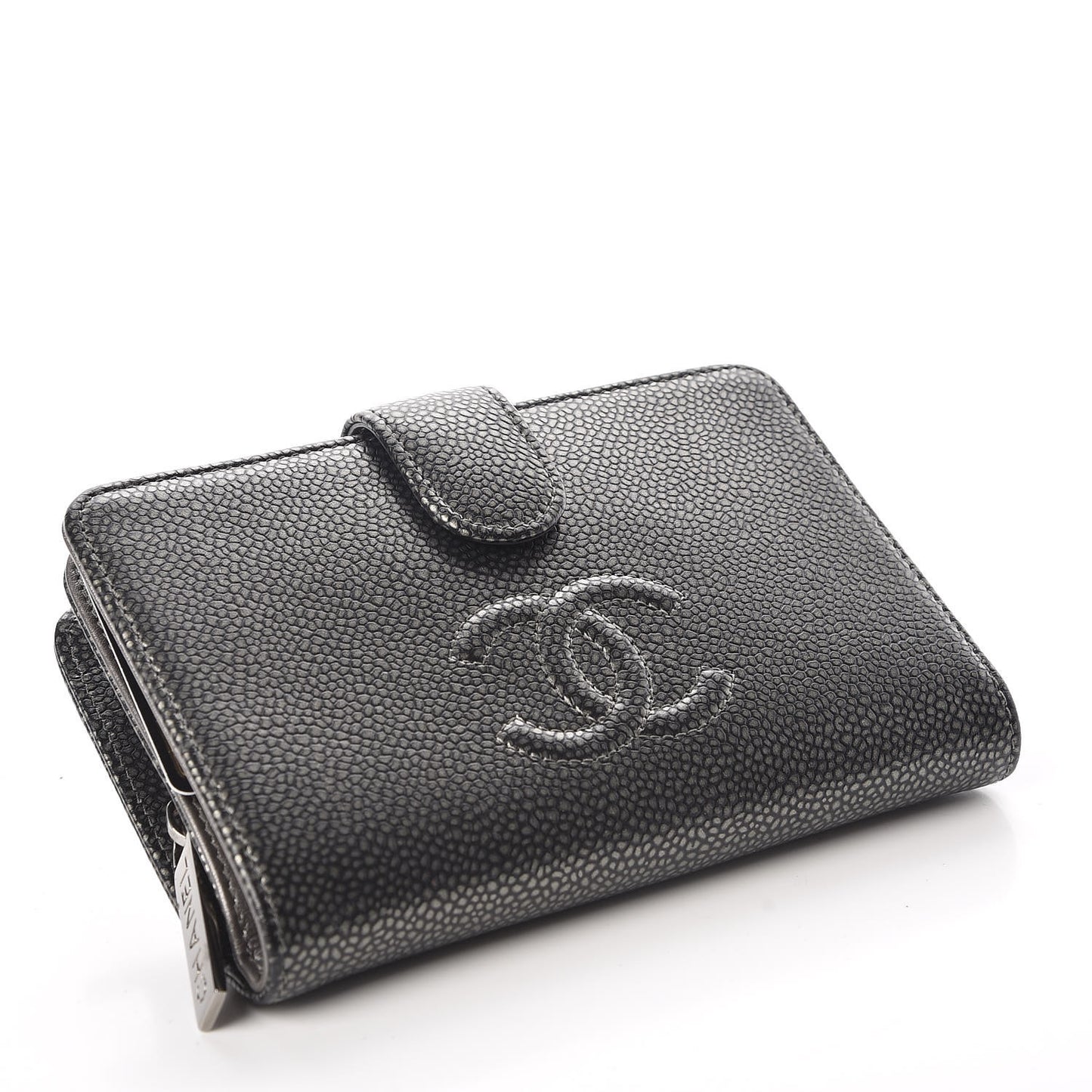 Caviar Timeless CC Zipped Pocket Wallet Dark Silver