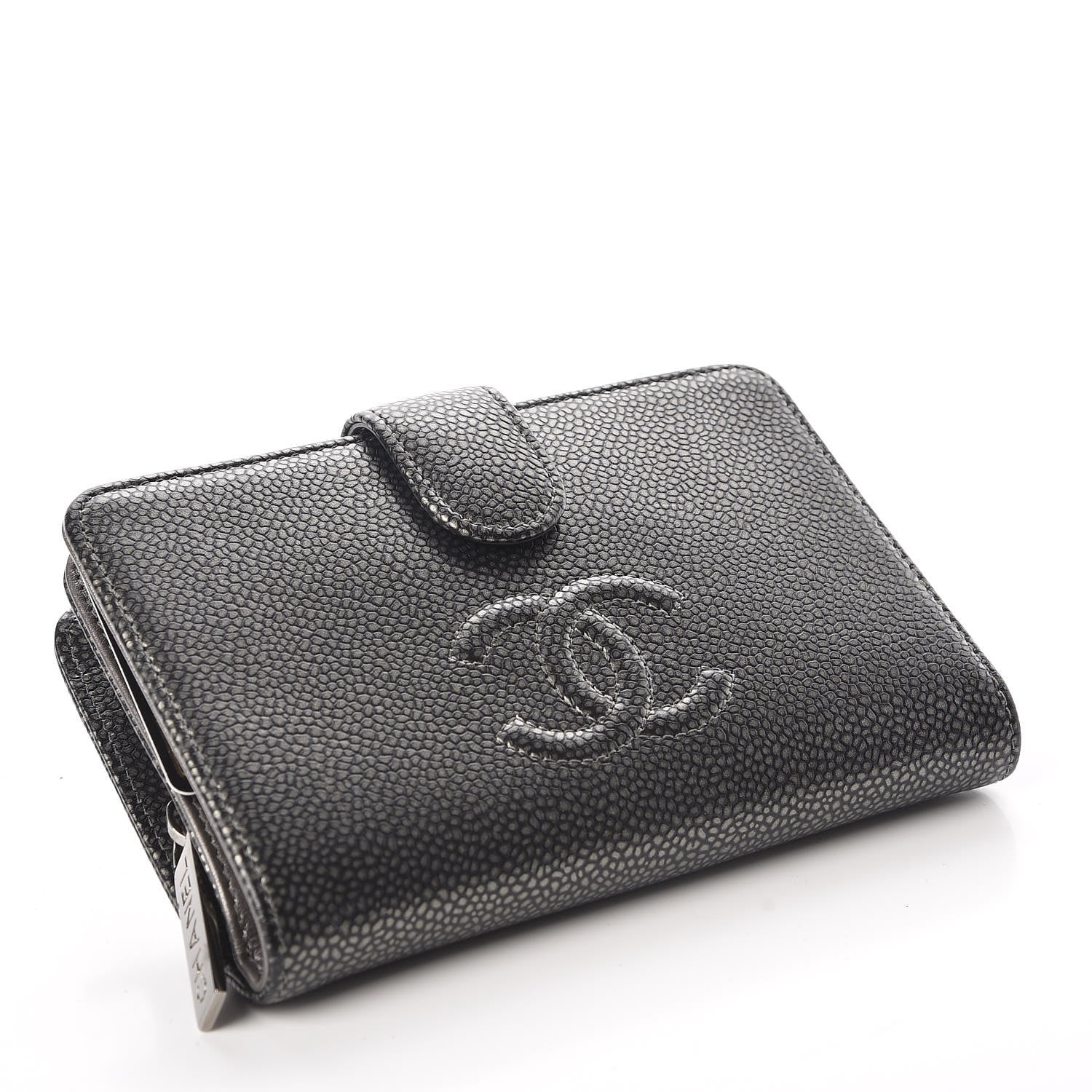 Chanel Caviar Timeless CC Zipped Pocket Wallet Dark Silver 4 of 13