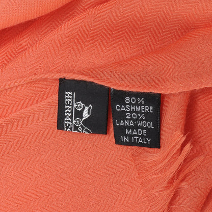 Hermes Cashmere Wool Fringe Scarf Coral 6 of 6