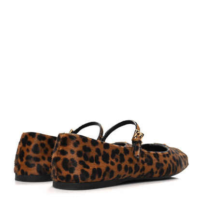 Prada Calf Hair Leopard Print Triangle Ballerina Flats 39.5 Miele Moro 5 of 9