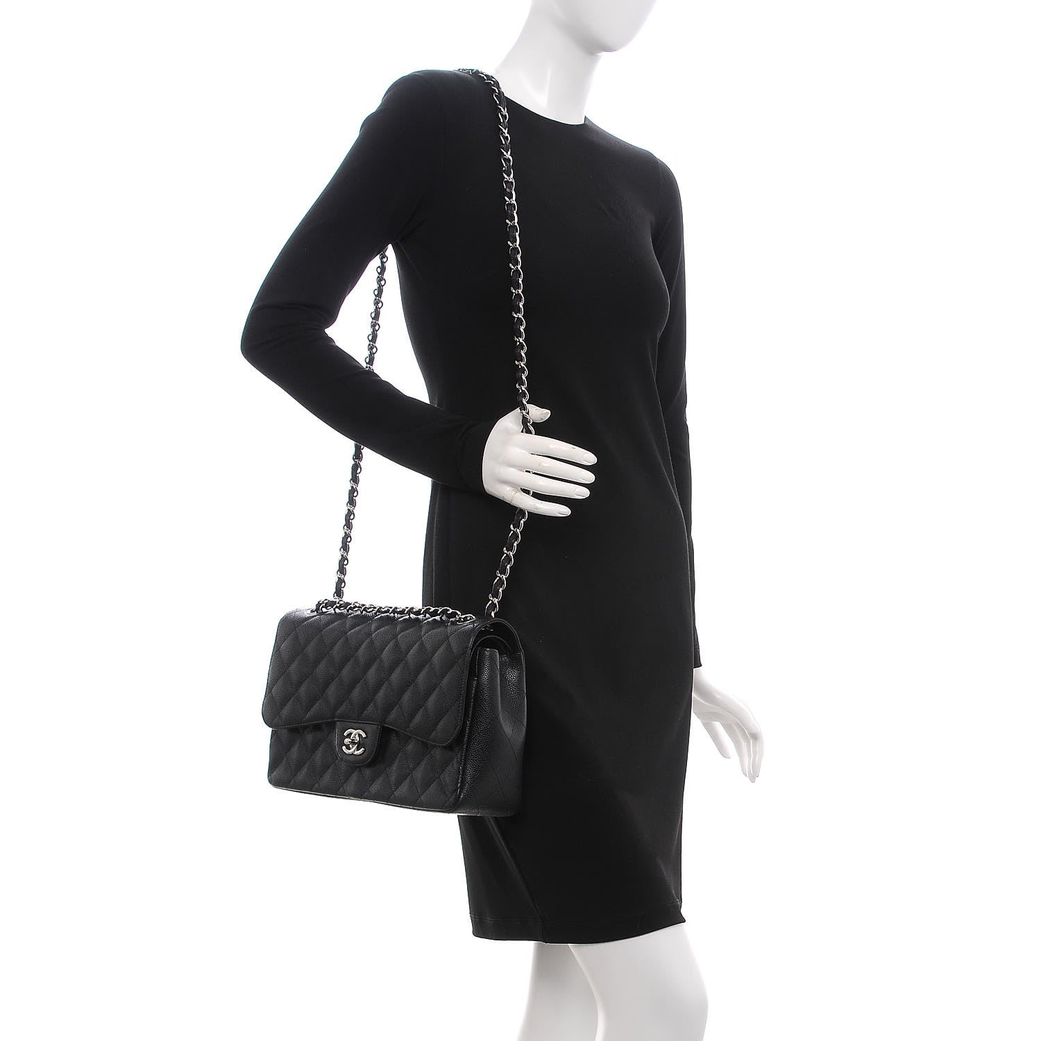 Chanel Caviar Quilted Jumbo Double Flap Black 2 of 11