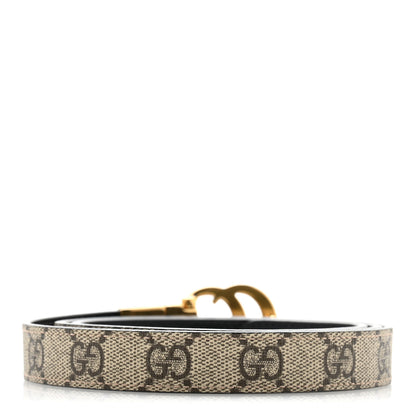 Gucci Calfskin GG Supreme Monogram Double G Reversible 20mm Belt 95 38 Beige Ebony Black 2 of 6