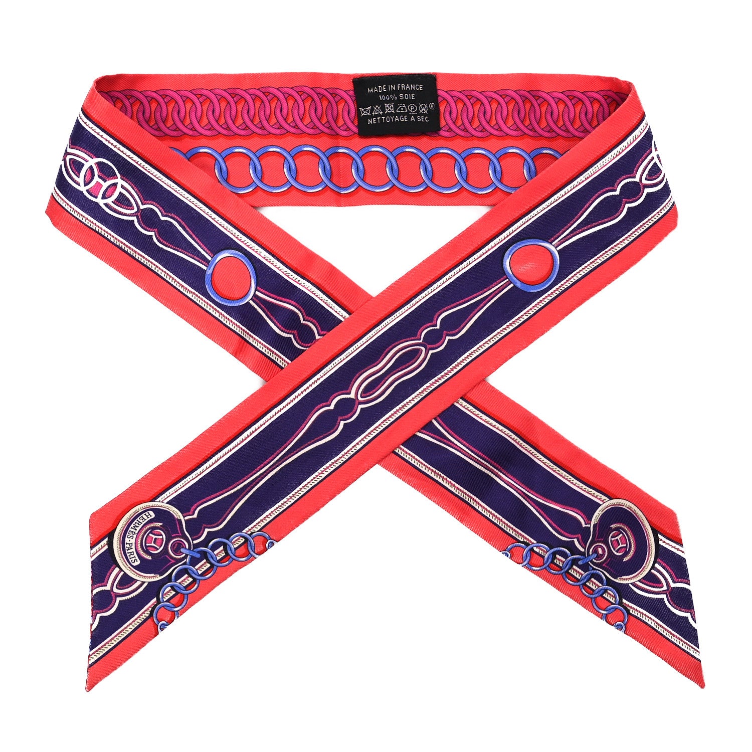 Hermes Silk Maillons Twilly Rouge Indigo Fuchsia 1 of 5
