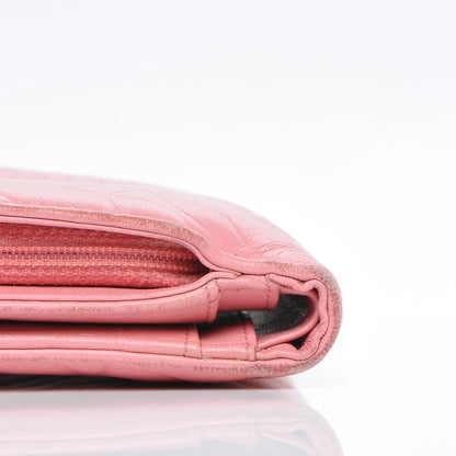 Chanel Lambskin Camellia Embossed L-Zip Pocket Wallet Pink 8 of 13