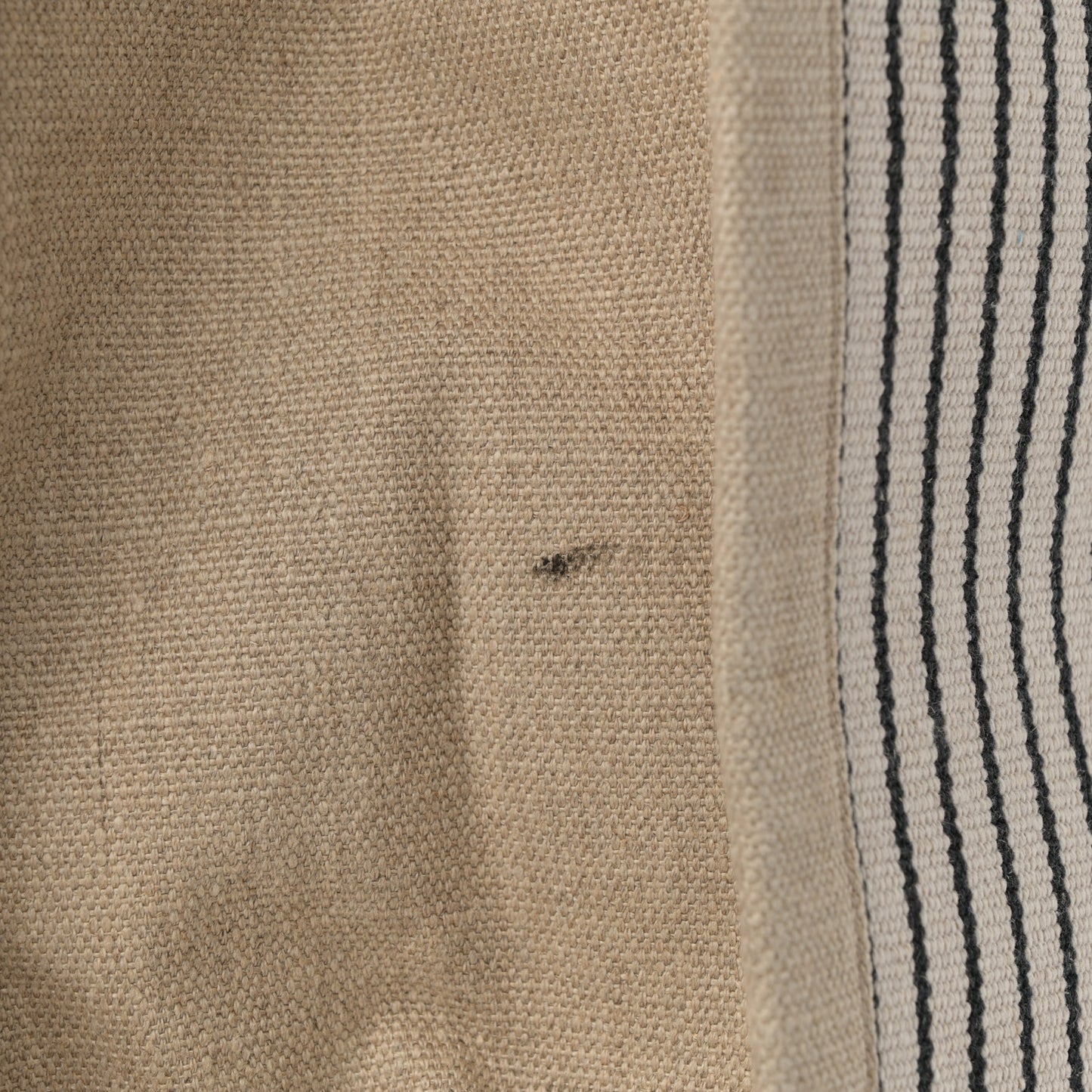 Embroidered Cotton Linen Rive Gauche Noe Tote Natural Black