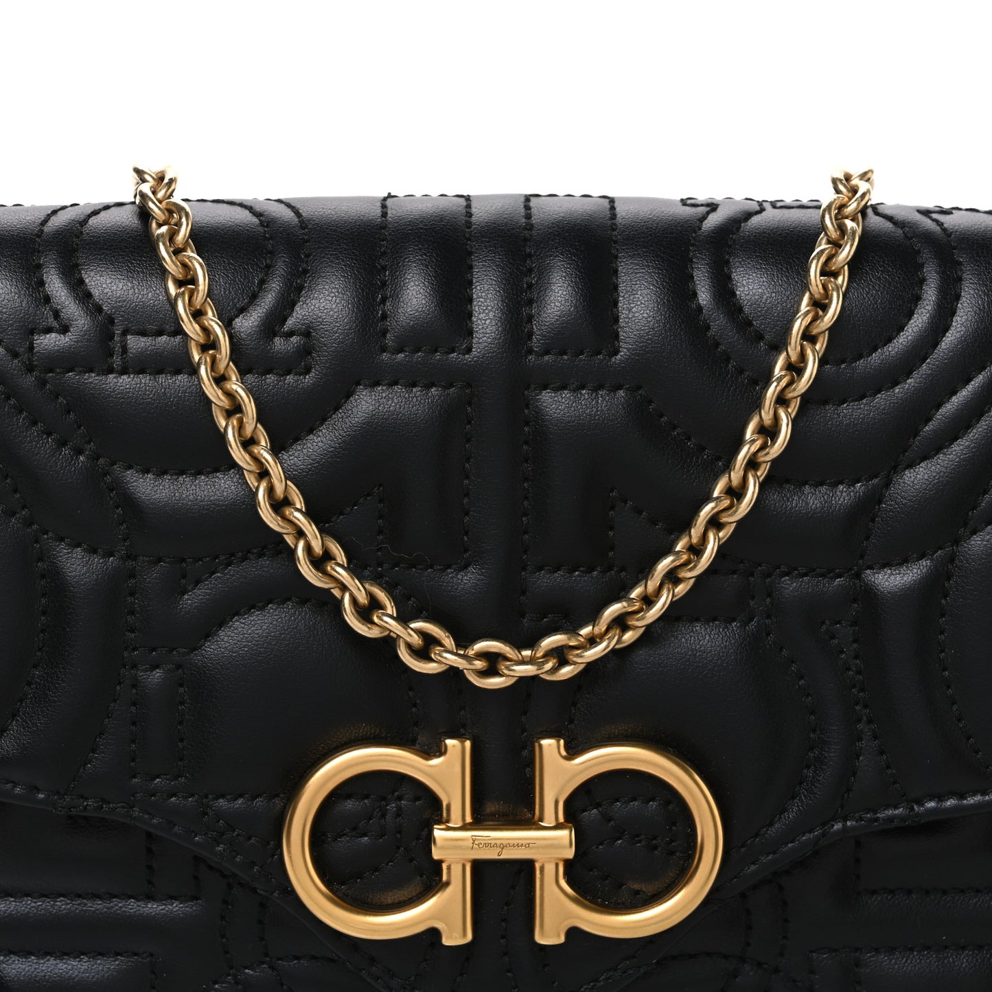 Calfskin Quilted Gancini Mini Bag Black