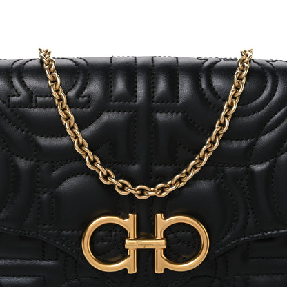 Salvatore Ferragamo Calfskin Quilted Gancini Mini Bag Black 8 of 11