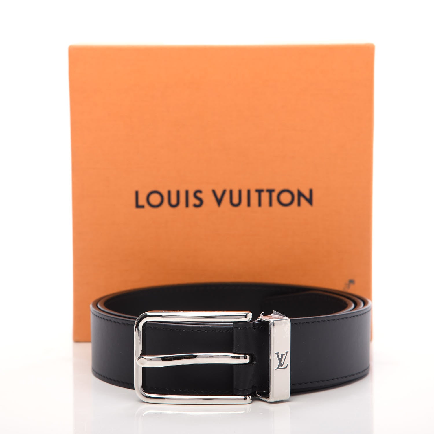 Louis Vuitton Calfskin 35mm Pont Neuf Belt 95 38 Black 9 of 9