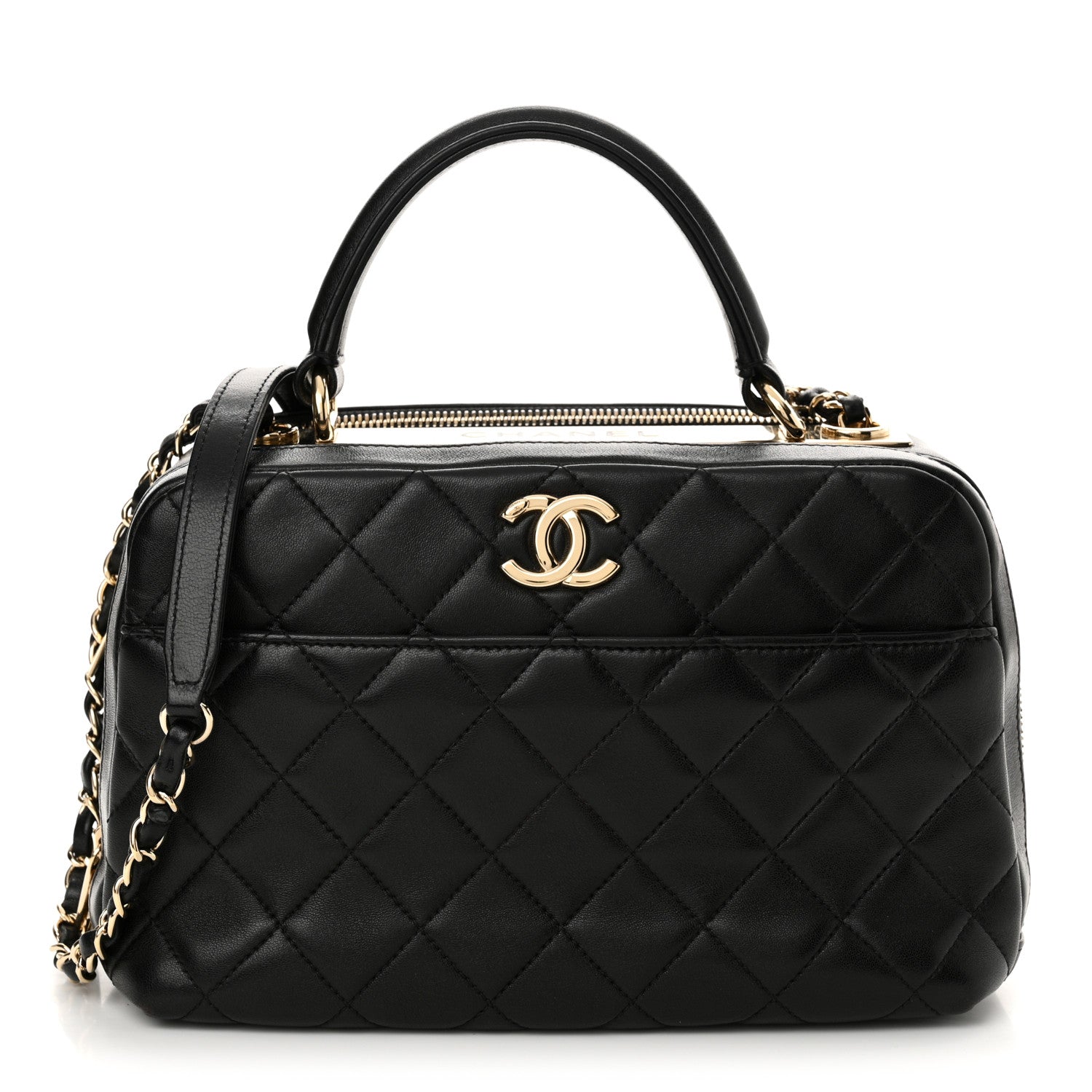 Chanel Lambskin Quilted Medium Trendy CC Bowling Bag Black 1 of 10