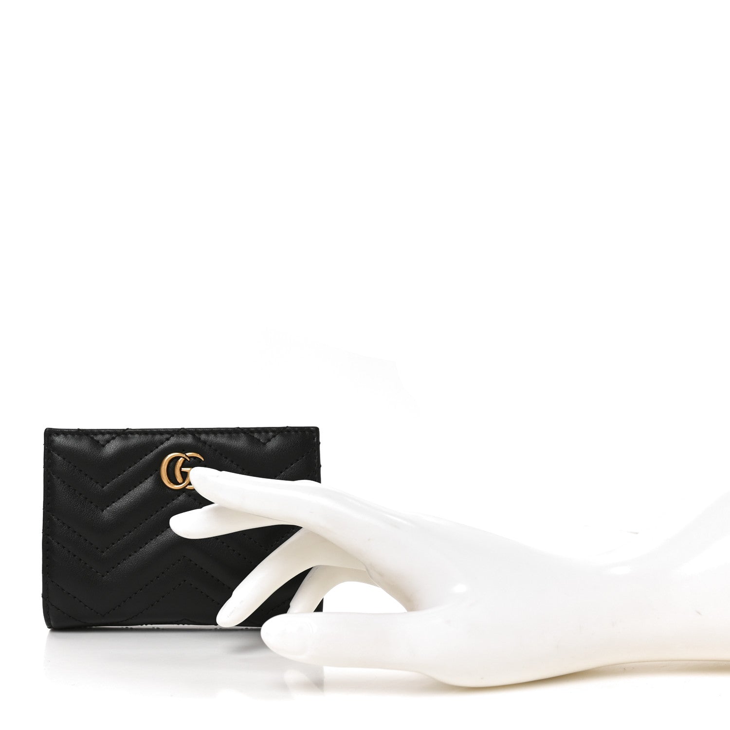 Gucci Calfskin Matelasse GG Marmont Card Case Wallet Black 2 of 8