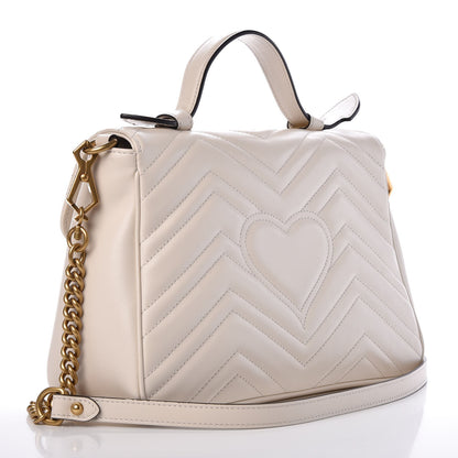 Gucci Calfskin Matelasse Small GG Marmont Top Handle Shoulder Bag White 3 of 8
