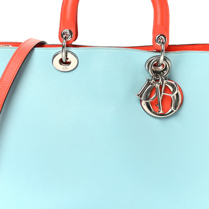 Christian Dior Calfskin Snakeskin Large Diorissimo Tote Light Blue Multicolor 8 of 10