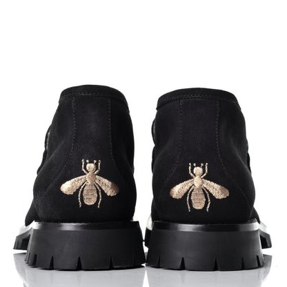 Gucci Suede Shearling Mens Harald Horsebit Ankle Boots 7.5 Black Butterscotch 3 of 9
