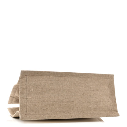 Saint Laurent Linen Calfskin Small Rive Gauche Tote Greggio Natural 4 of 9