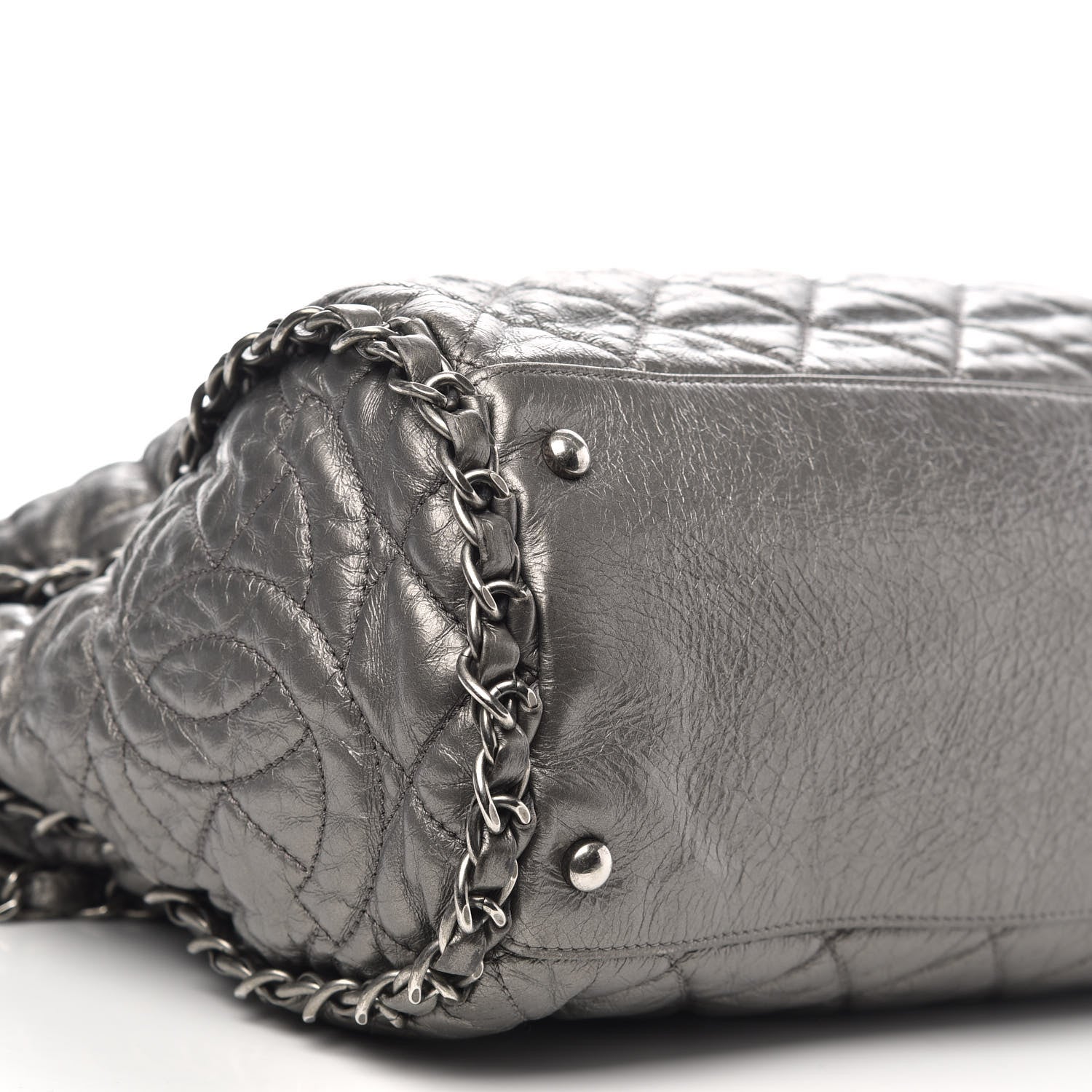 Chanel Metallic Calfskin Quilted Large Chain Me Hobo Silver 6 of 12