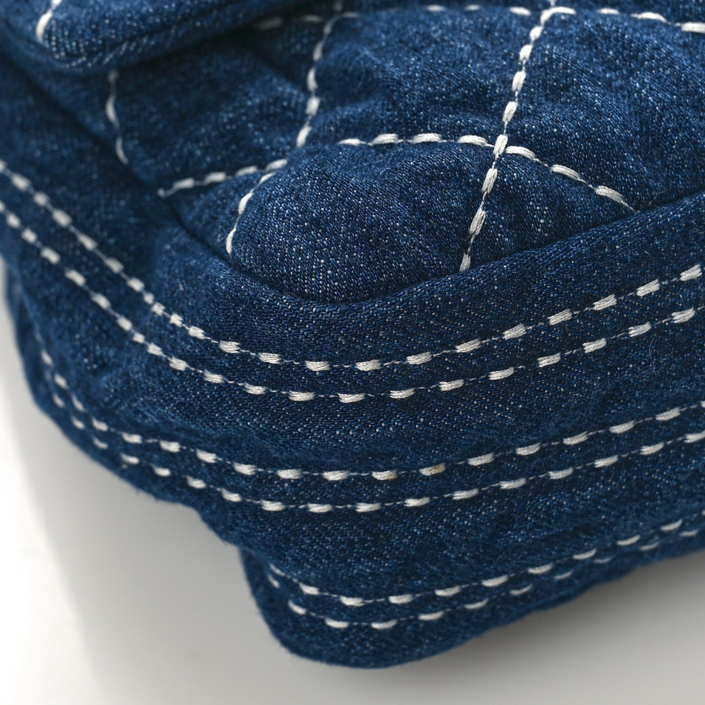 Denim Quilted Medium Denim Trip Single Flap Blue