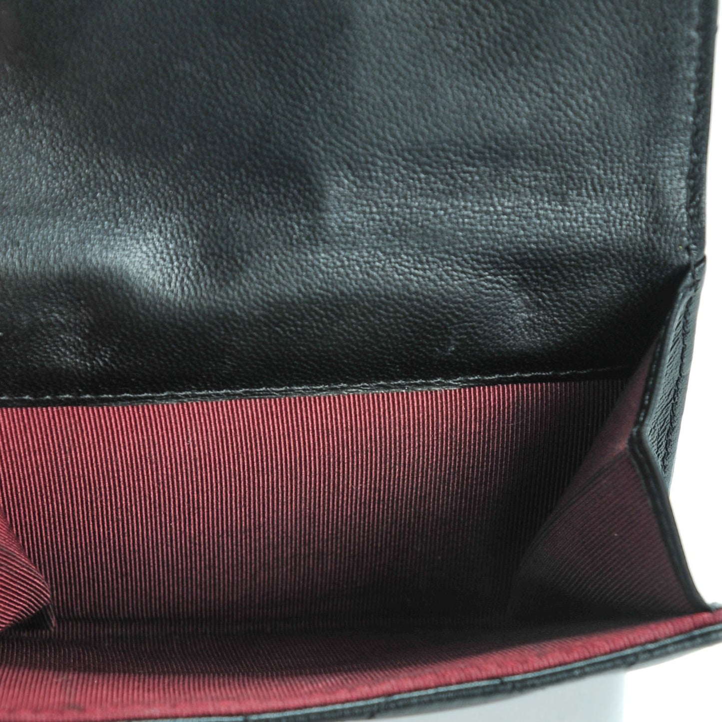 Lambskin Quilted Compact French Flap Wallet Black