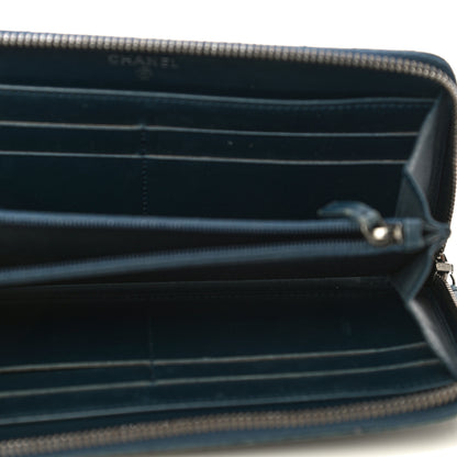 Chanel Glazed Calfskin Quilted Small Coco Boy Zip Around Wallet Blue 6 of 26