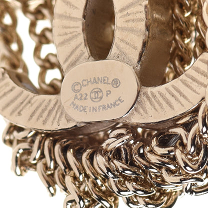 Chanel Metal CC Multi Strand Chain Drop Earrings Gold 4 of 5