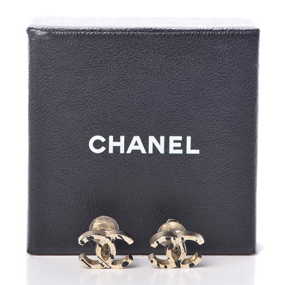 Chanel CC Clip On Earrings Gold Black 4 of 4