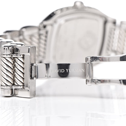 David Yurman Stainless Steel Sterling Silver Diamond Pink Mother of Pearl 25mm Thoroughbred Quartz Watch 6 of 7