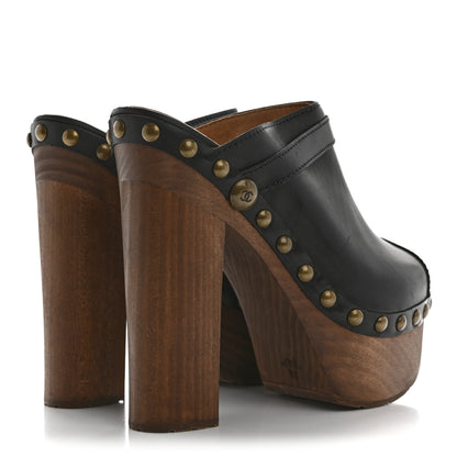 Chanel Calfskin Studded Clog 38 Black 5 of 10