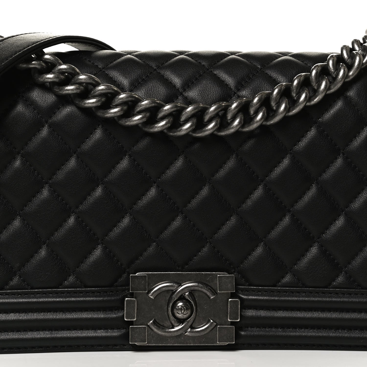 Chanel Lambskin Quilted Medium Boy Flap Black 8 of 13