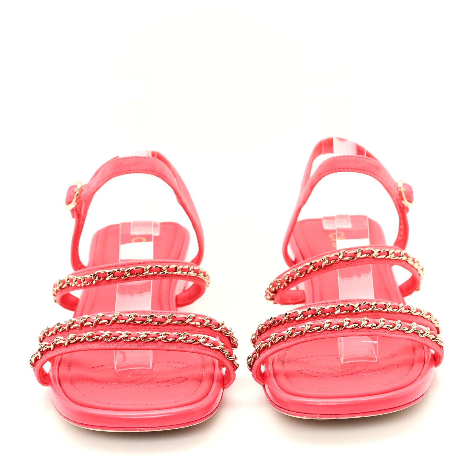 Chanel Suede Calfskin Chain Sandals 41 Fuchsia 3 of 9
