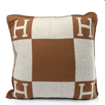 Hermes Wool Cashmere Avalon Pillow PM Ecru Camel 2 of 3