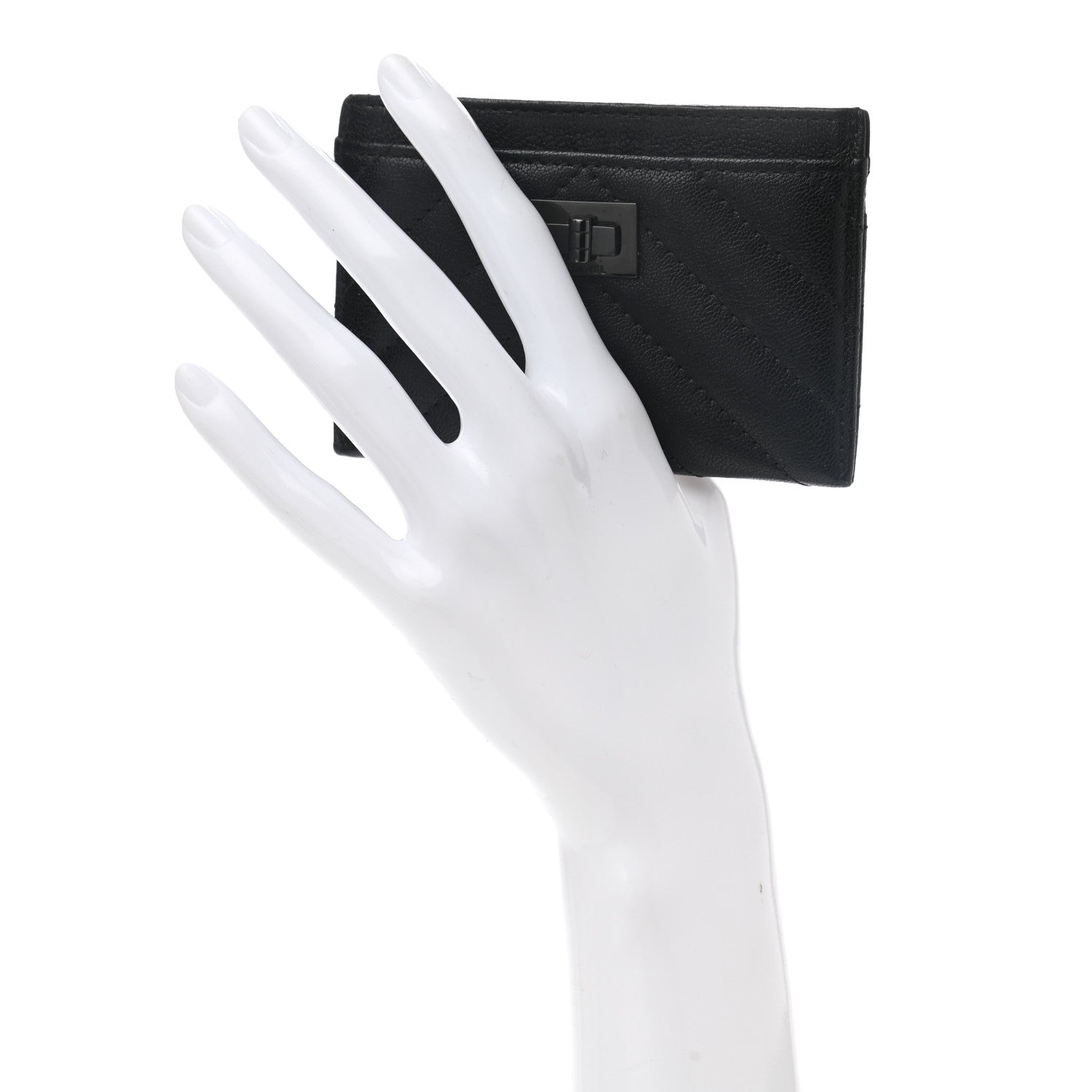 Chanel Sheepskin Chevron Quilted Reissue Card Holder So Black 2 of 10