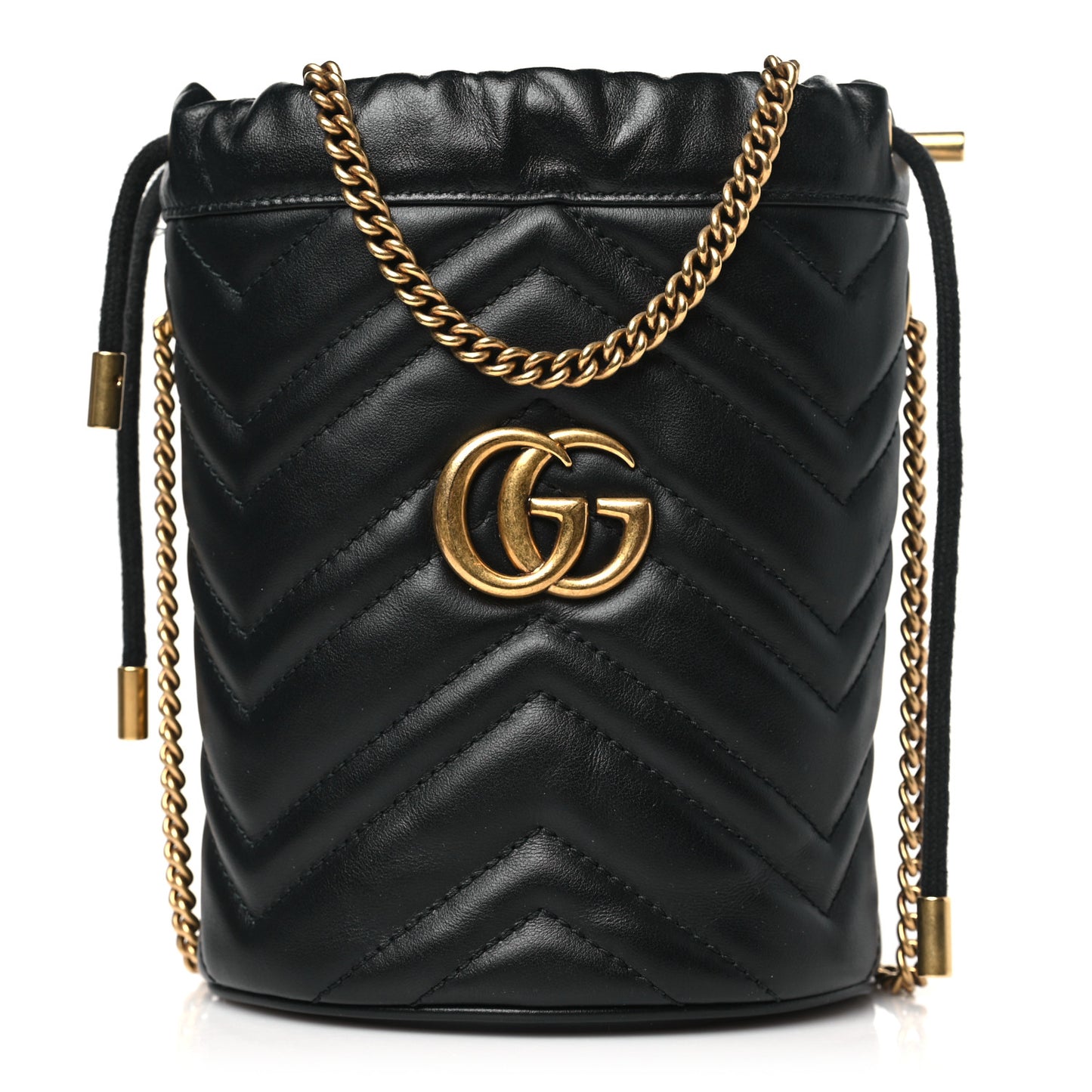 Calfskin Matelasse Mini GG Marmont 2.0 Bucket Bag Black