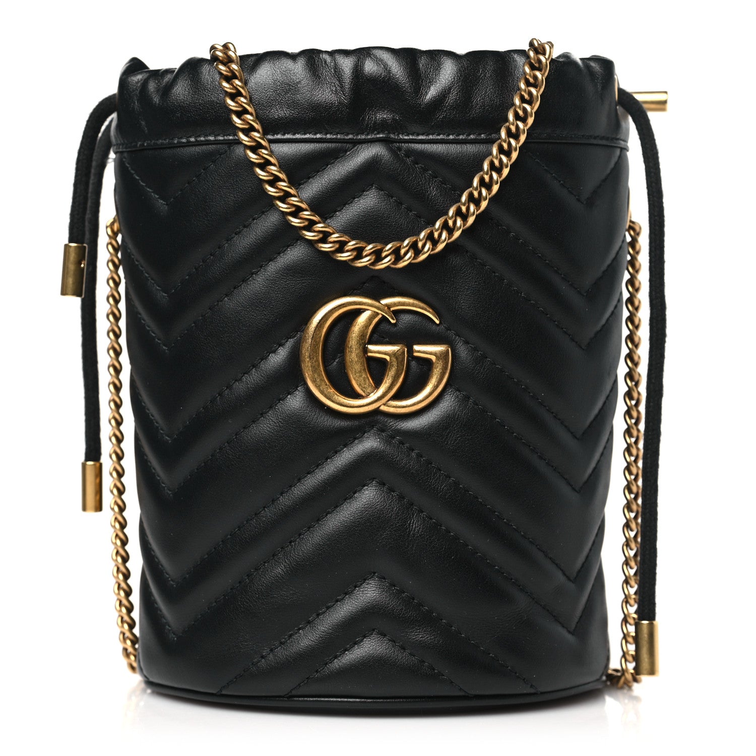Gucci Calfskin Matelasse Mini GG Marmont 2.0 Bucket Bag Black 1 of 11