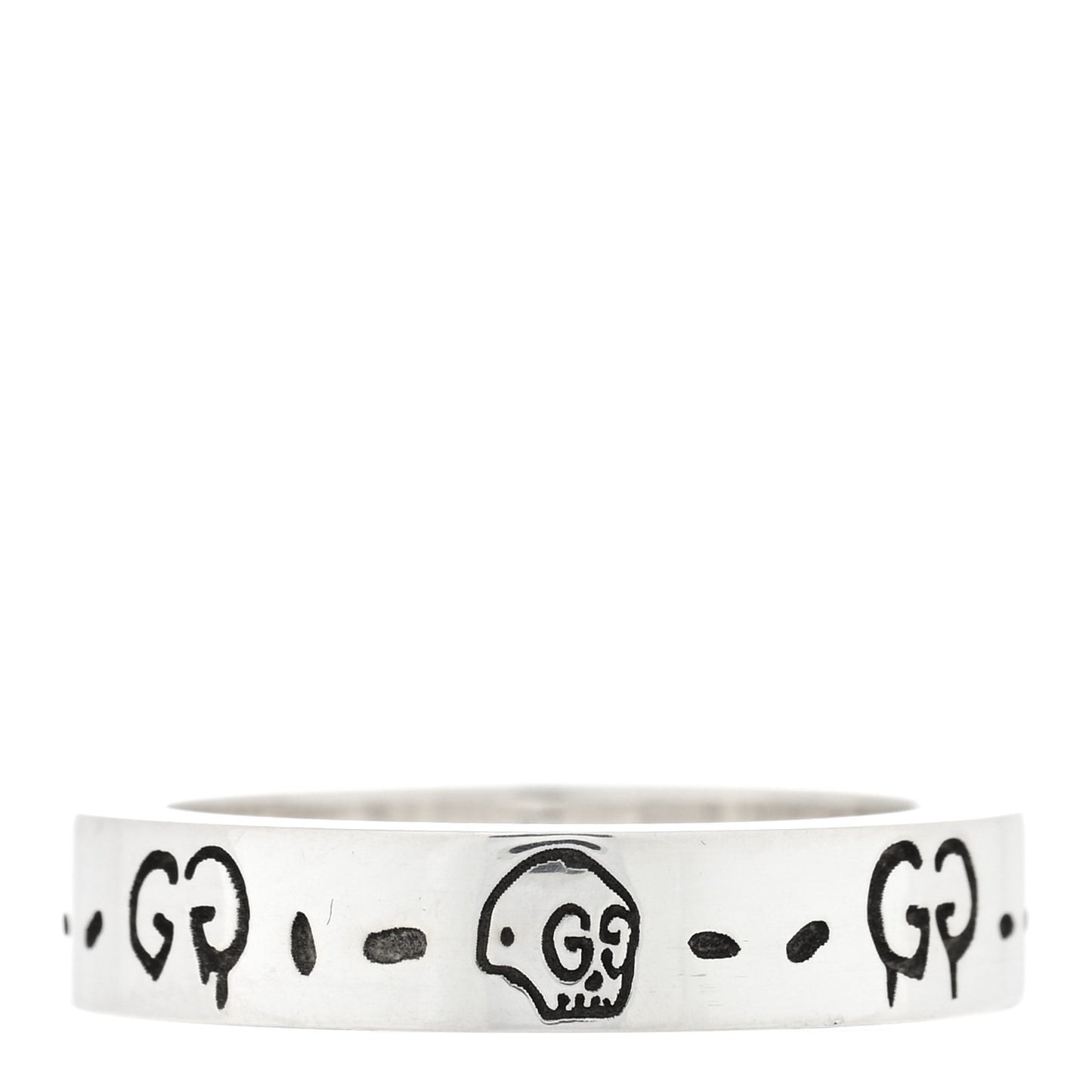 Sterling Silver Narrow GucciGhost Hamlet Skull Ring 49 4.75