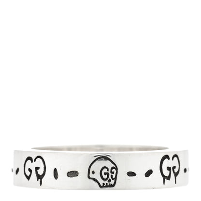 Gucci Sterling Silver Narrow GucciGhost Hamlet Skull Ring 49 4.75 1 of 4