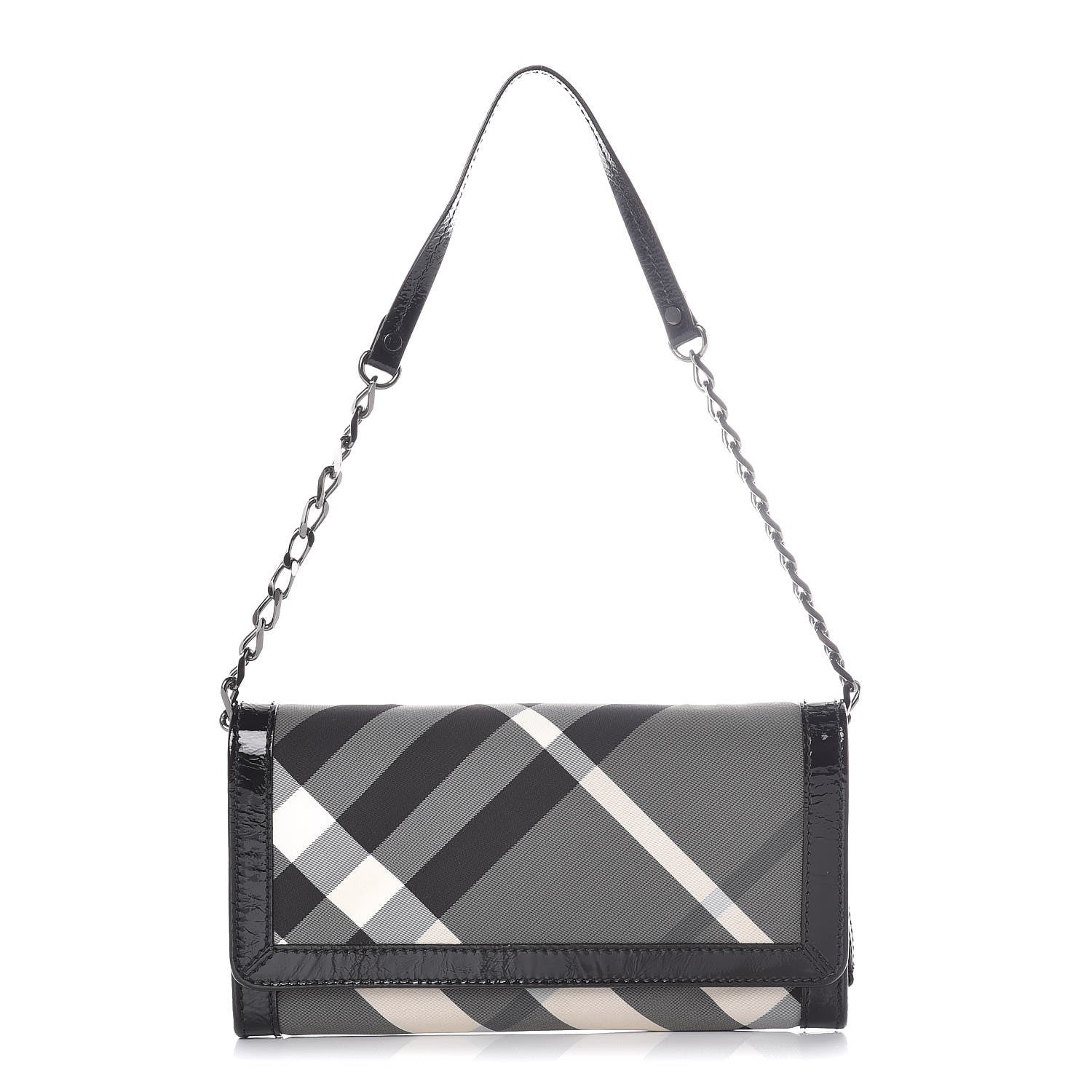 Burberry Beat Check Continental Wallet on Chain Black 1 of 8