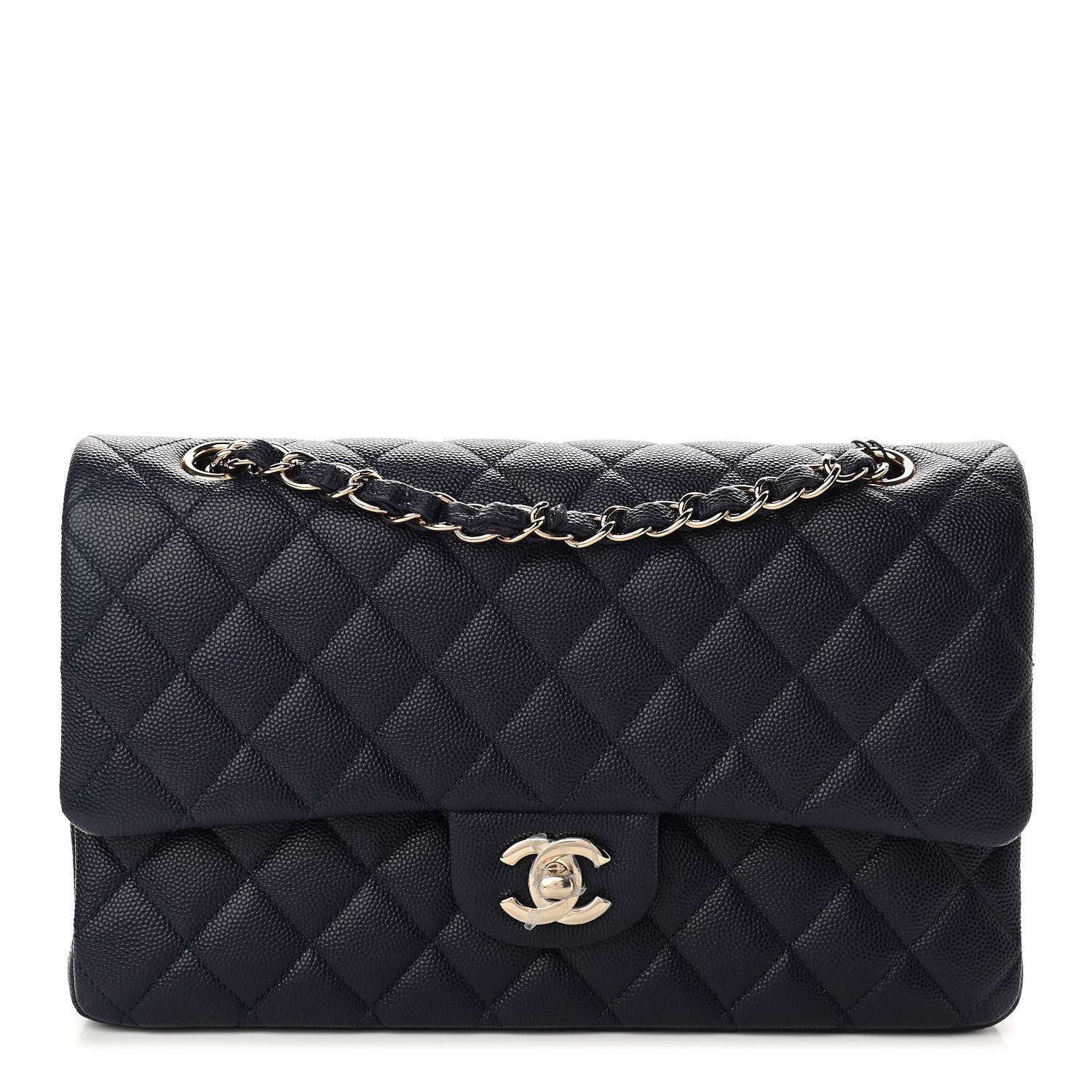 Chanel Caviar Quilted Medium Double Flap Dark Blue 1 of 10