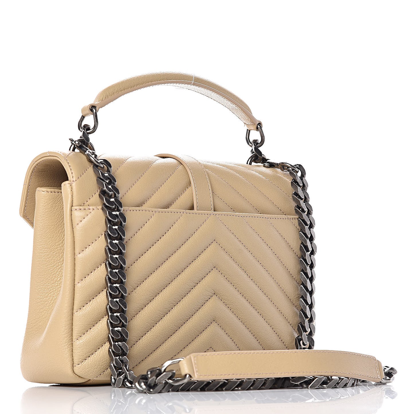 Sheepskin Matelasse Monogram Medium College Bag Beige