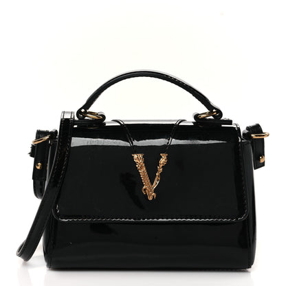 Versace Vernice Barocco Virtus Top Handle Bag Black 1 of 7