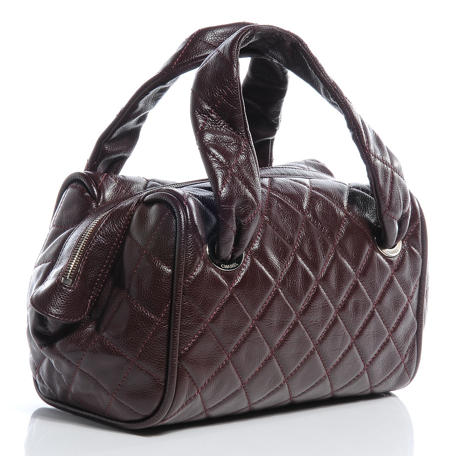 Chanel Caviar Quilted CC Timeless Bowler Burgundy 3 of 7