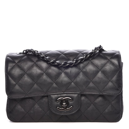 Chanel Crumpled Calfskin Quilted Mini Rectangular Flap So Black 1 of 8