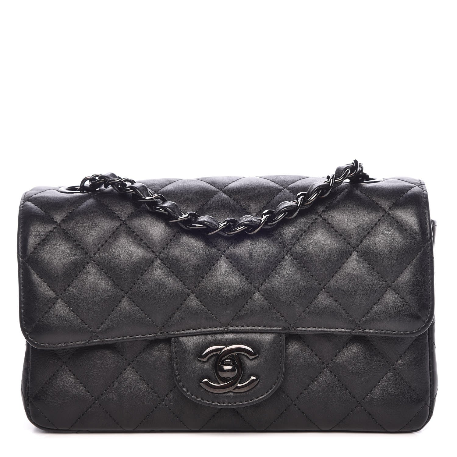 Chanel Crumpled Calfskin Quilted Mini Rectangular Flap So Black 1 of 7