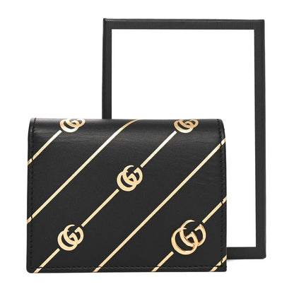 Gucci Calfskin Diagonal GG Card Case Black Gold 9 of 9