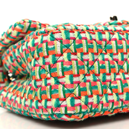 Chanel Tweed Quilted Mini Rectangular Flap Green Multicolor 9 of 11