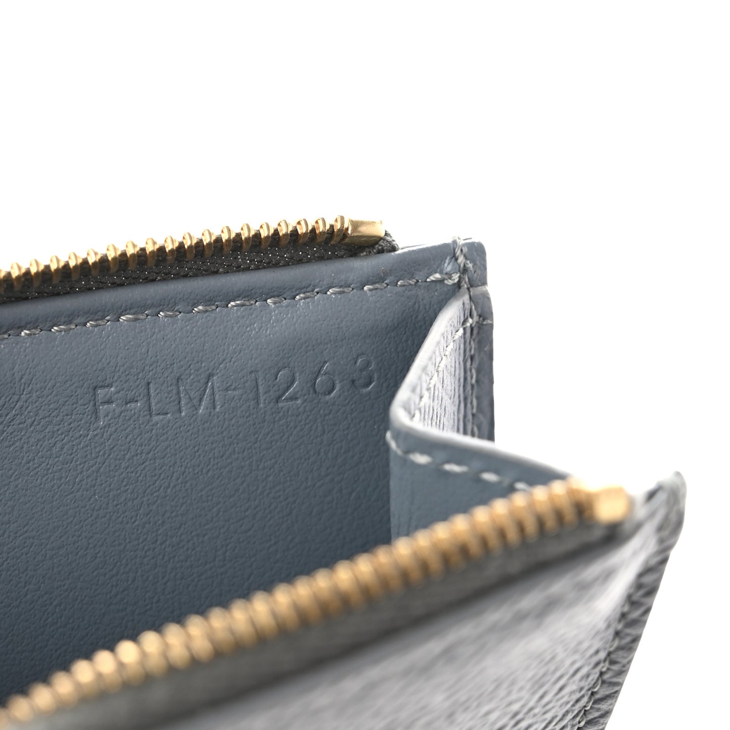Grained Calfskin Zipped Card Holder Grey
