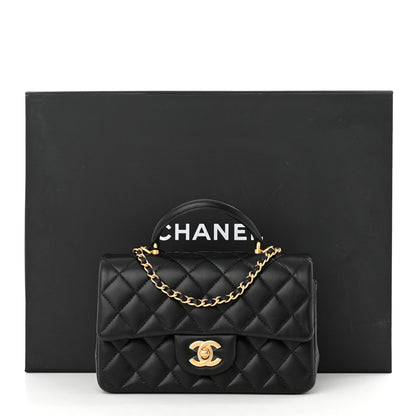 Chanel Lambskin Quilted Mini Top Handle Rectangular Flap Black 13 of 13