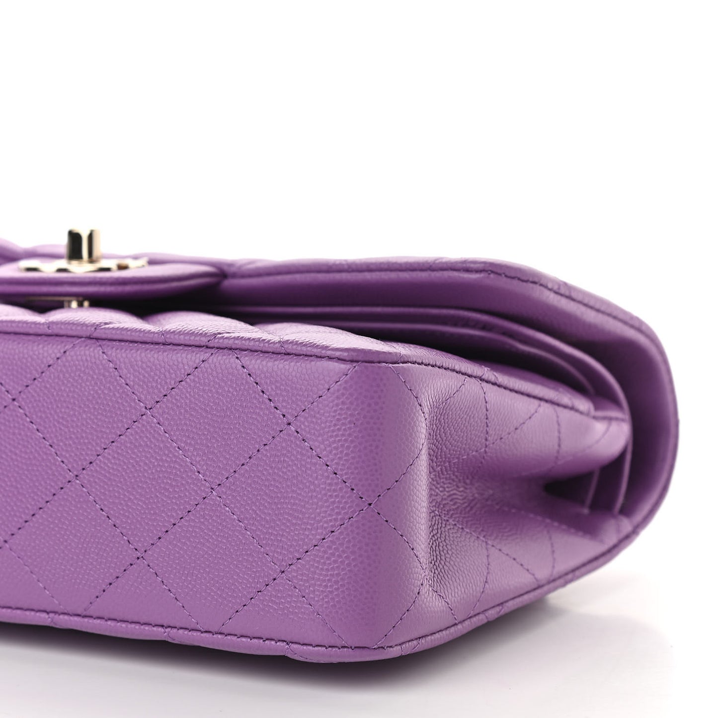 Caviar Quilted Small Double Flap Purple