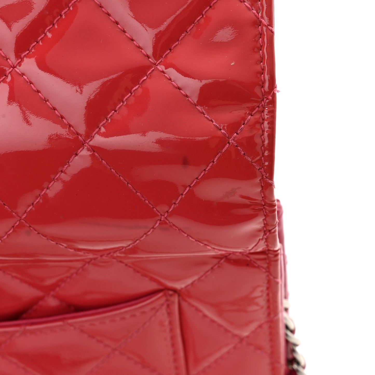 Patent Quilted Wallet On Chain WOC Fuchsia