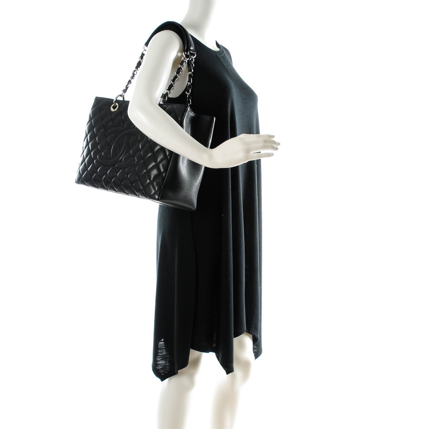 Caviar Quilted Grand Shopping Tote GST Black