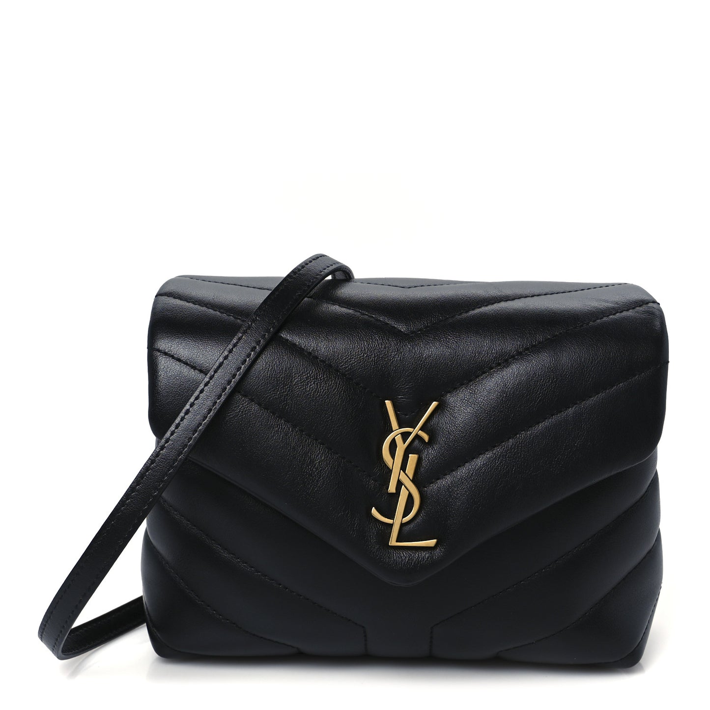 Calfskin Y Quilted Monogram Toy Loulou Crossbody Bag Black