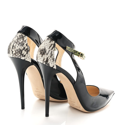 Jimmy Choo Patent Snakeskin Maiden Pumps 40 Black 4 of 9